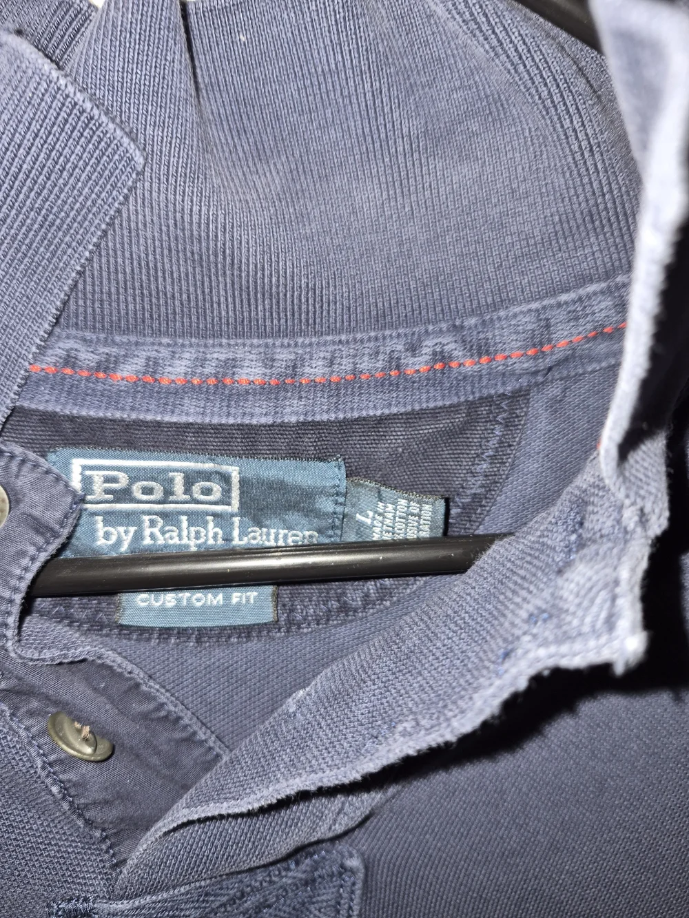 Ralph Lauren Navy Polo Shirt with Red Topstitch
